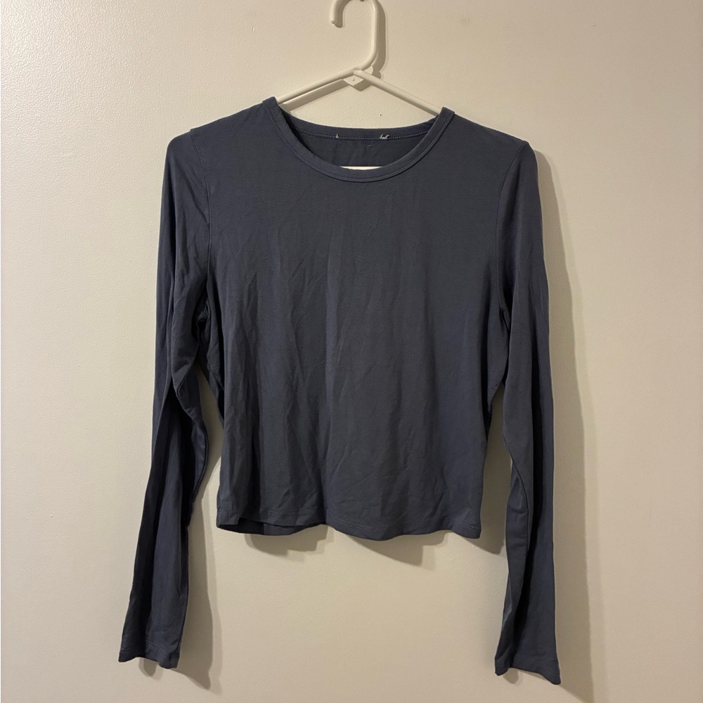 Pink Rose Women's Long Sleeve Crop Top - Dark Gray